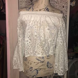 Off the shoulder lace blouse worn twice